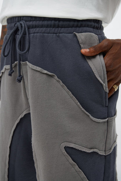 Patchwork Baggy Sweatshort - Grey