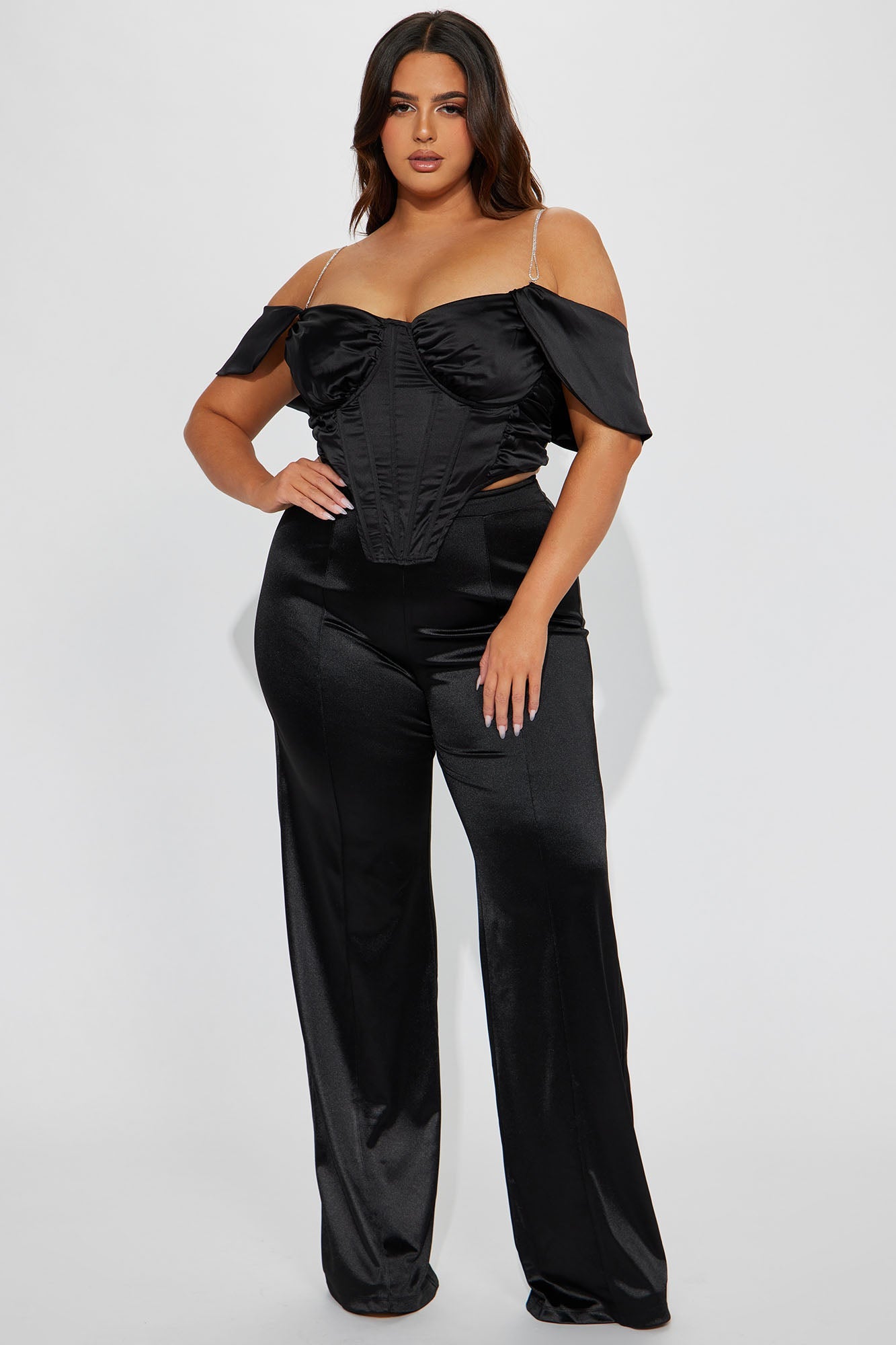 Make A Wish Stretch Satin Pants - Black