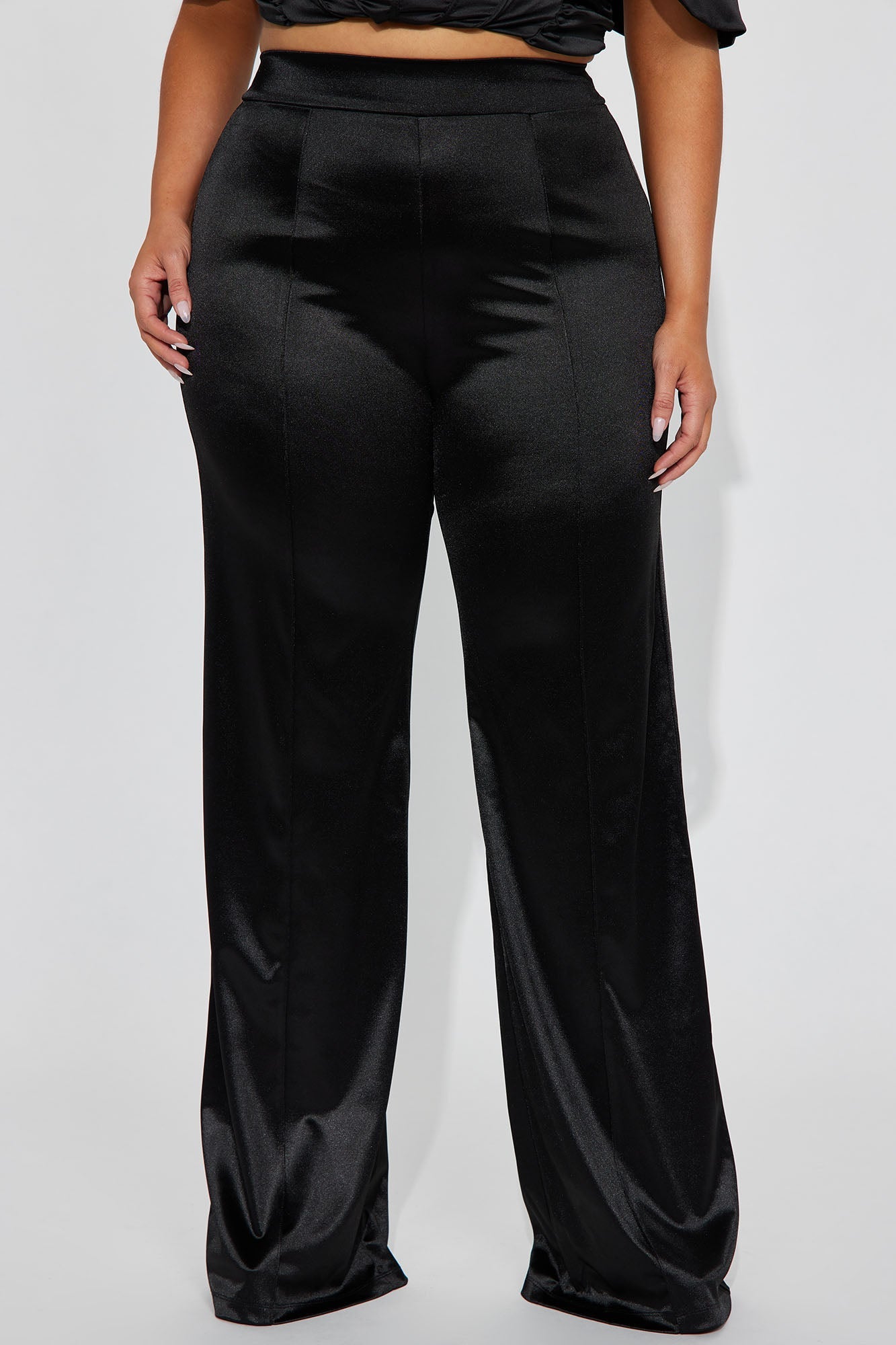 Make A Wish Stretch Satin Pants - Black