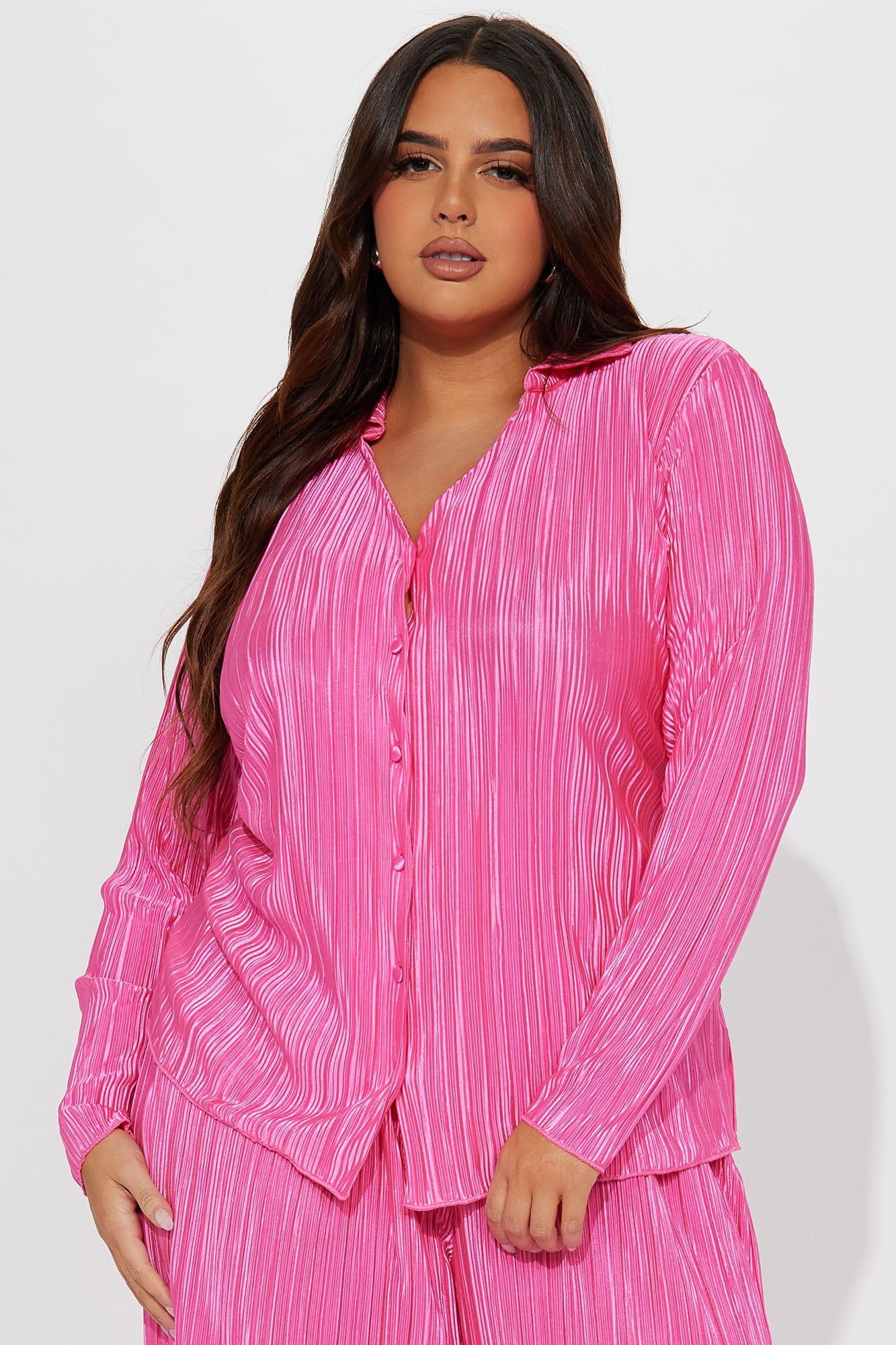 If It Plisse You Pant Set - Pink