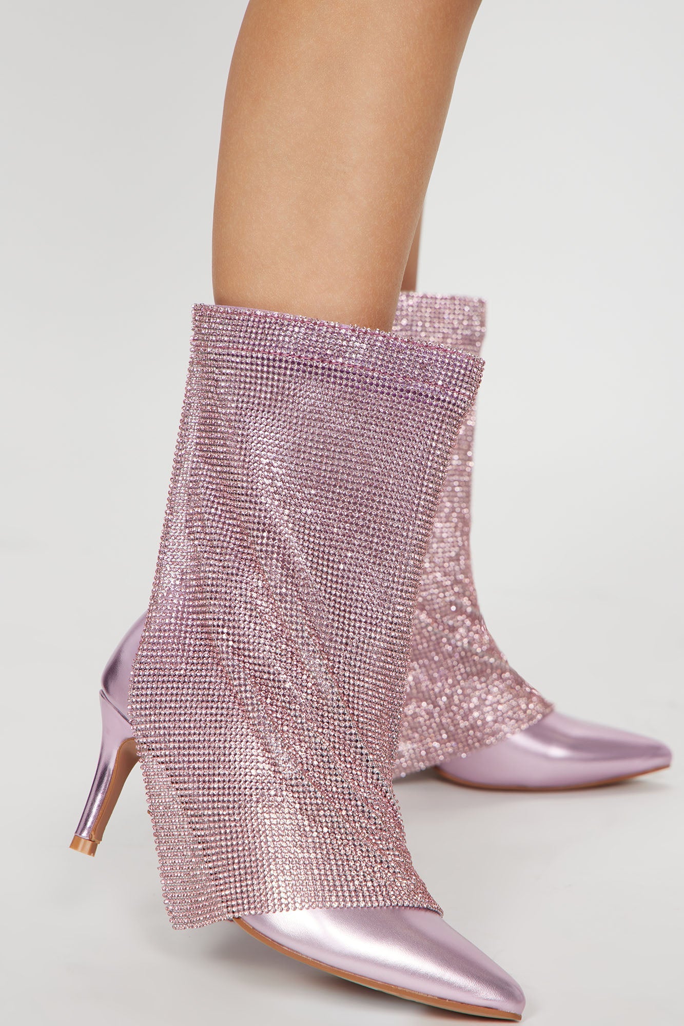 Loud And Clear Rhinestone Boots - Pink