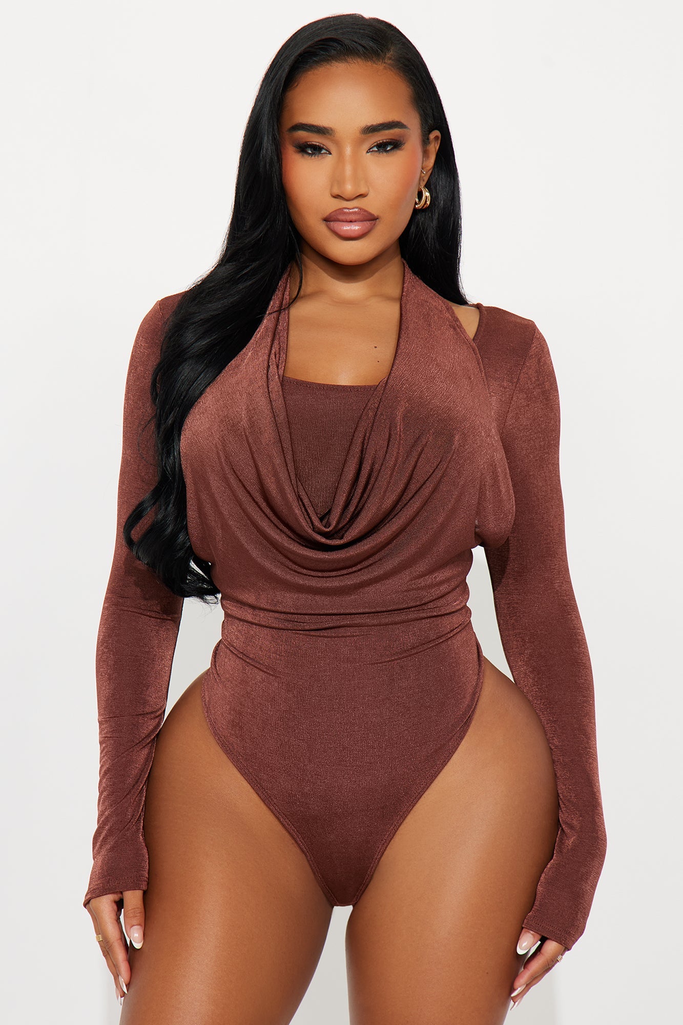 Deanna Drape Slinky Bodysuit - Coco