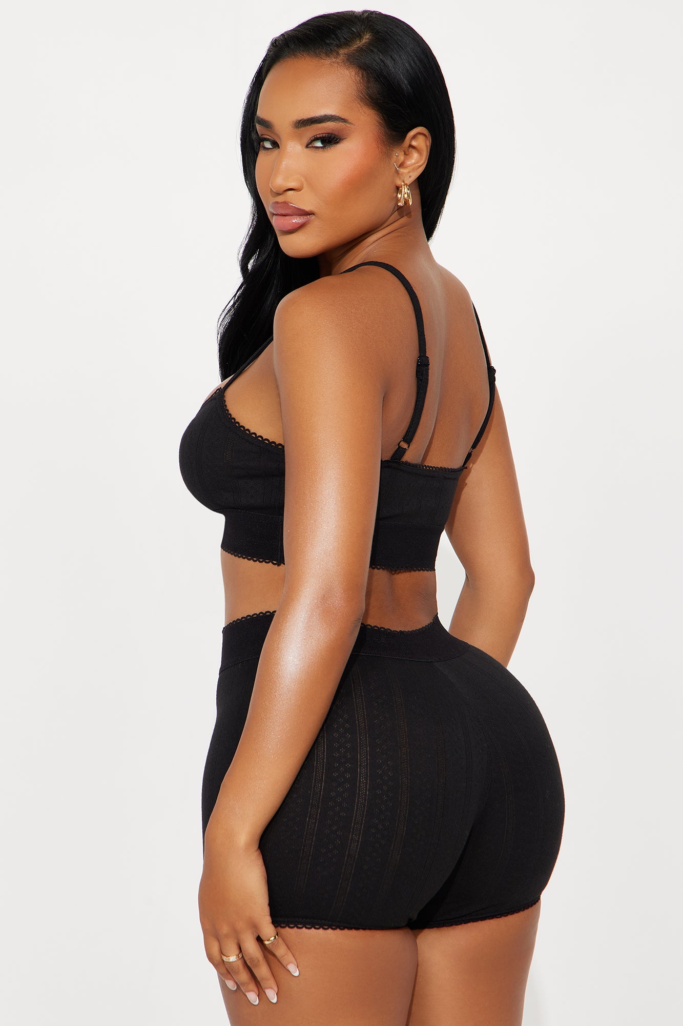 Stay Together Pointelle PJ Boxer Short Set - Black