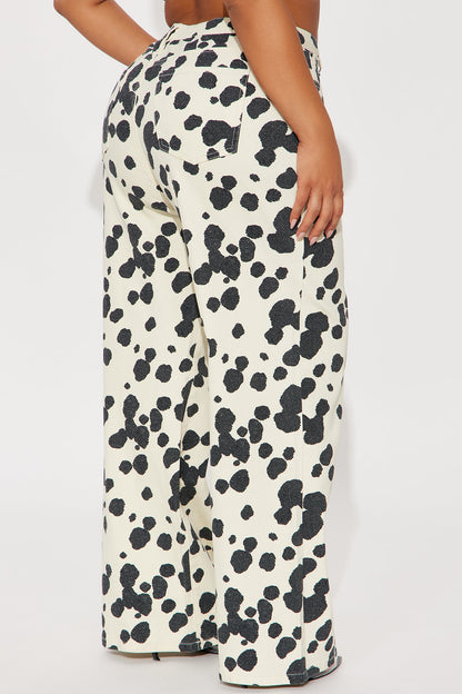 Something Sweet Baggy Printed Jeans - Black/White