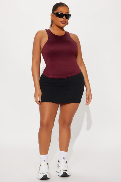 Contour Double Lined High Neck Tank Top - Wine