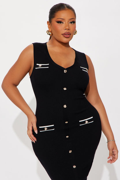 Quite Contrary Midi Dress - Black/combo