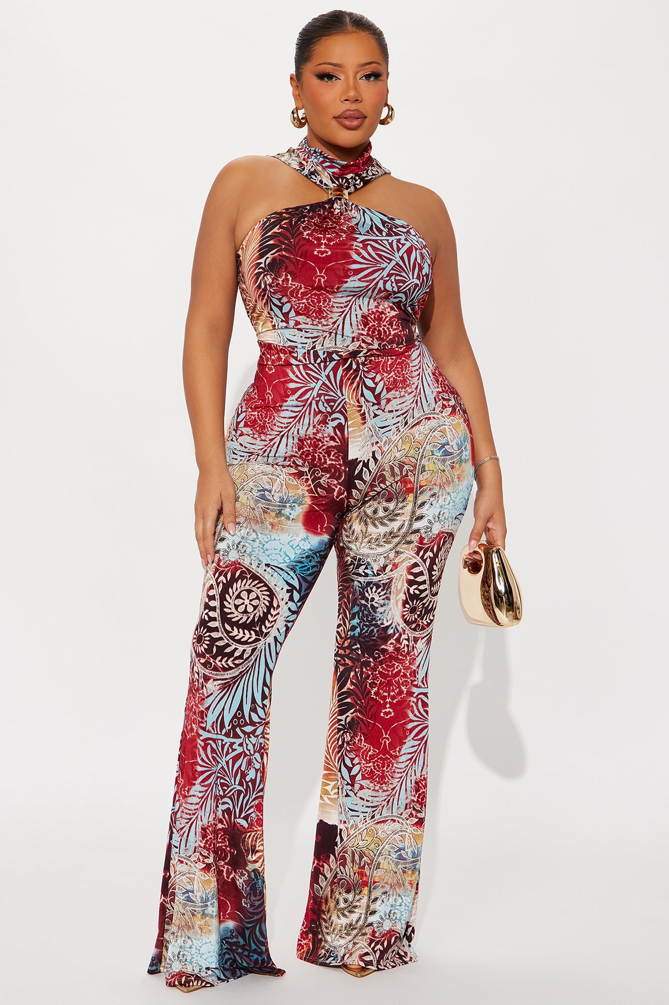 Radiant Goddess Halter Jumpsuit - Multi Color