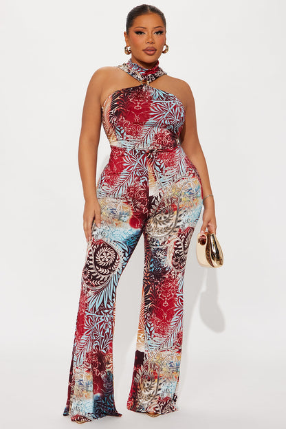 Radiant Goddess Halter Jumpsuit - Multi Color