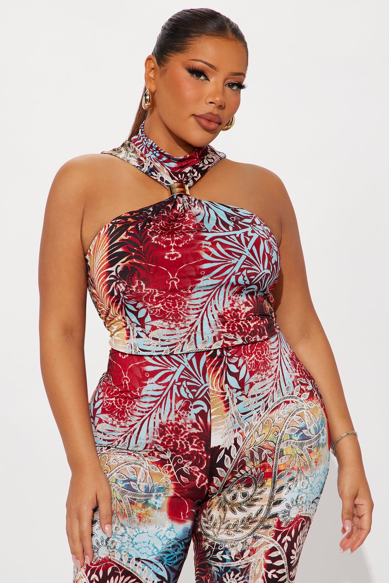 Radiant Goddess Halter Jumpsuit - Multi Color