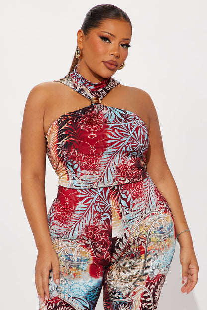 Radiant Goddess Halter Jumpsuit - Multi Color