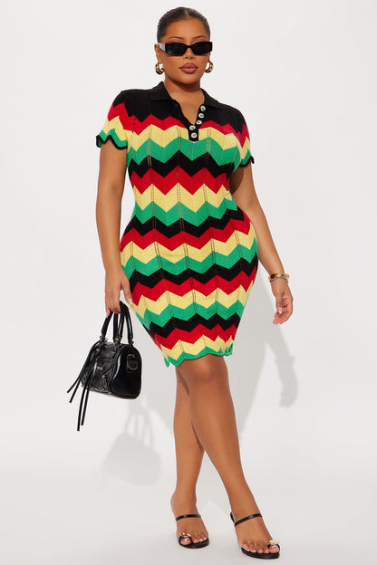 Always Happy Knit Mini Dress - Black/combo