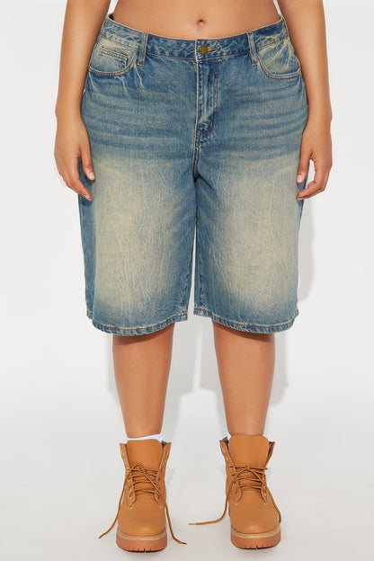 Someone Else Tinted Denim Jorts - Vintage Wash