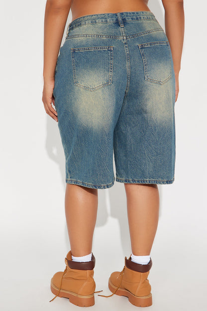 Someone Else Tinted Denim Jorts - Vintage Wash