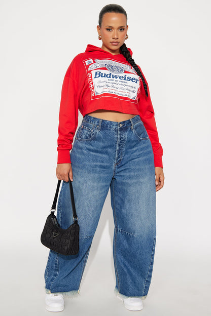 Budweiser Cropped Hoodie - Red
