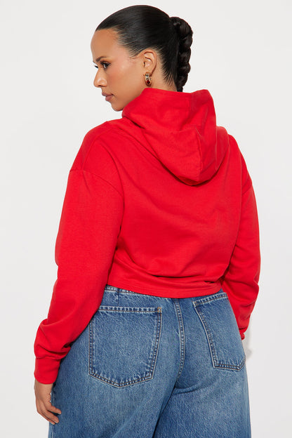 Budweiser Cropped Hoodie - Red