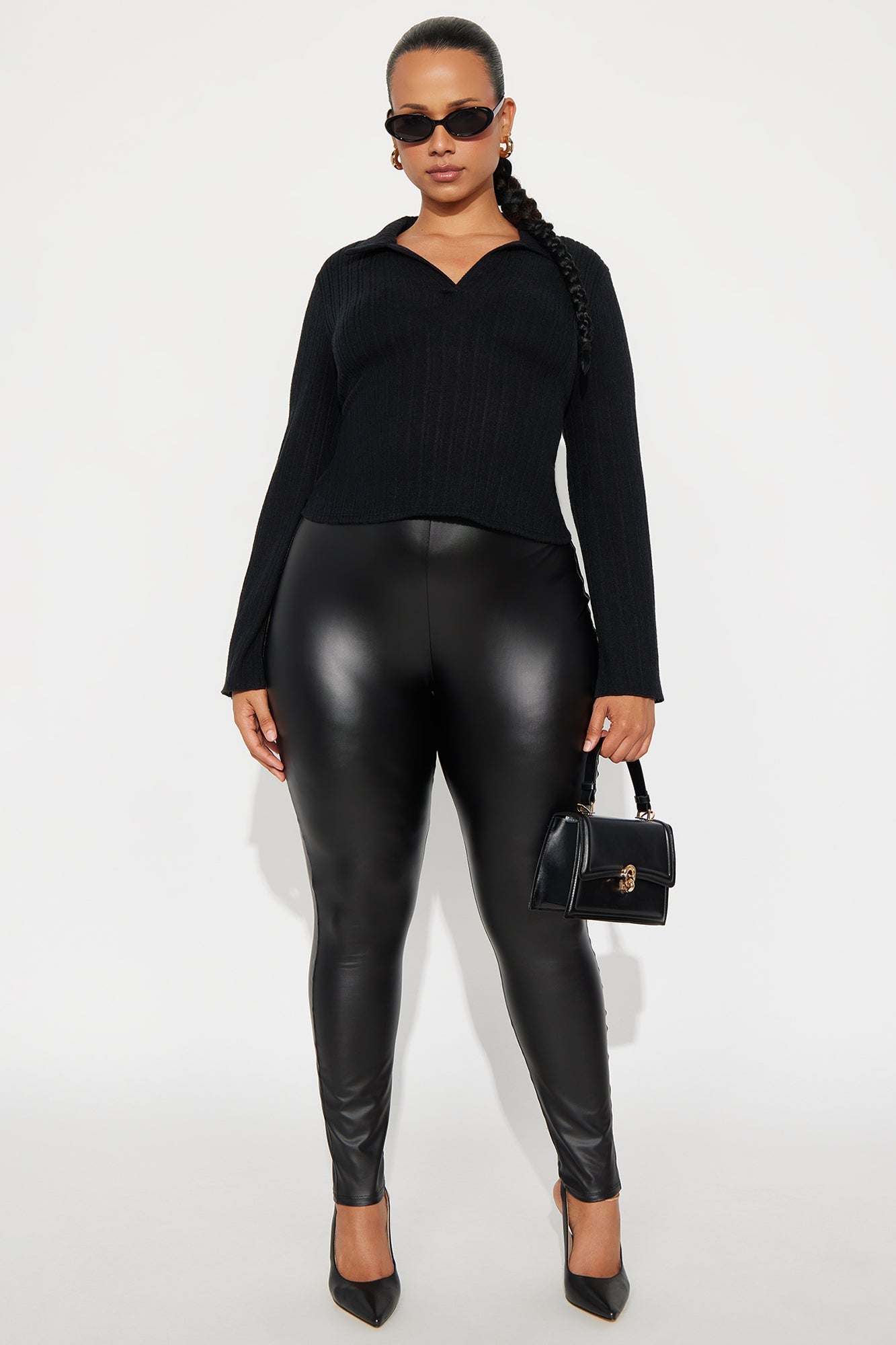Monday Reports Long Sleeve Polo Top - Black