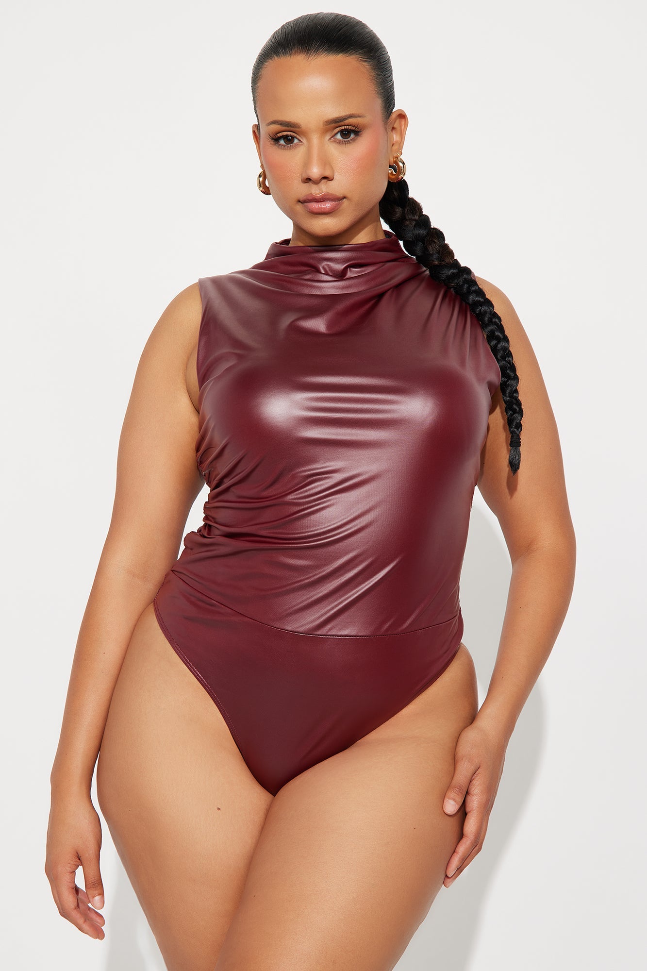 Kourtney Faux Leather Bodysuit - Burgundy