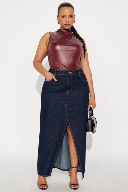 Kourtney Faux Leather Bodysuit - Burgundy