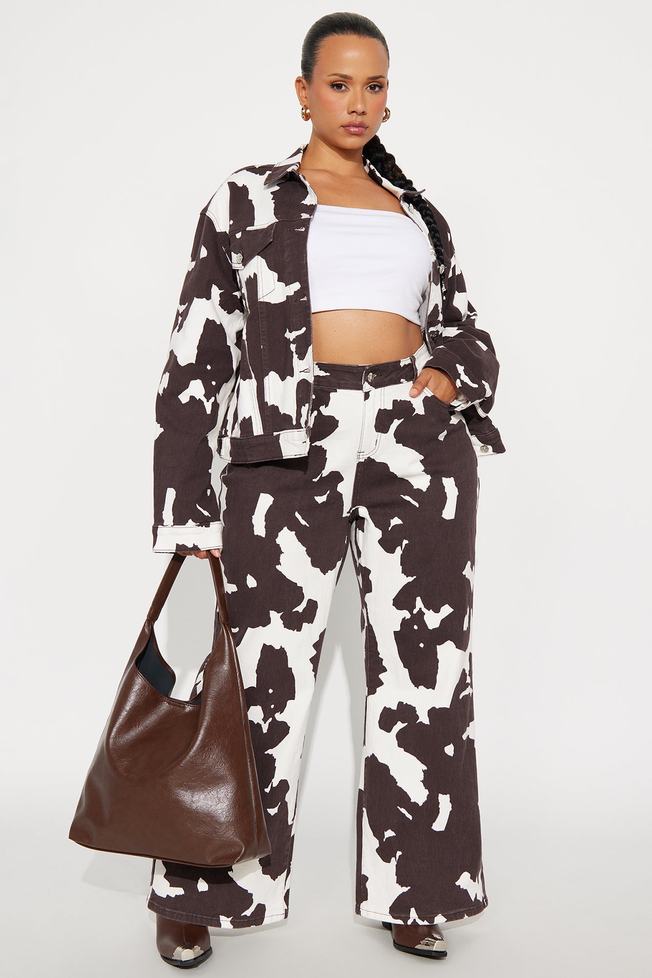 Montana Wide Leg Jeans - Brown/combo