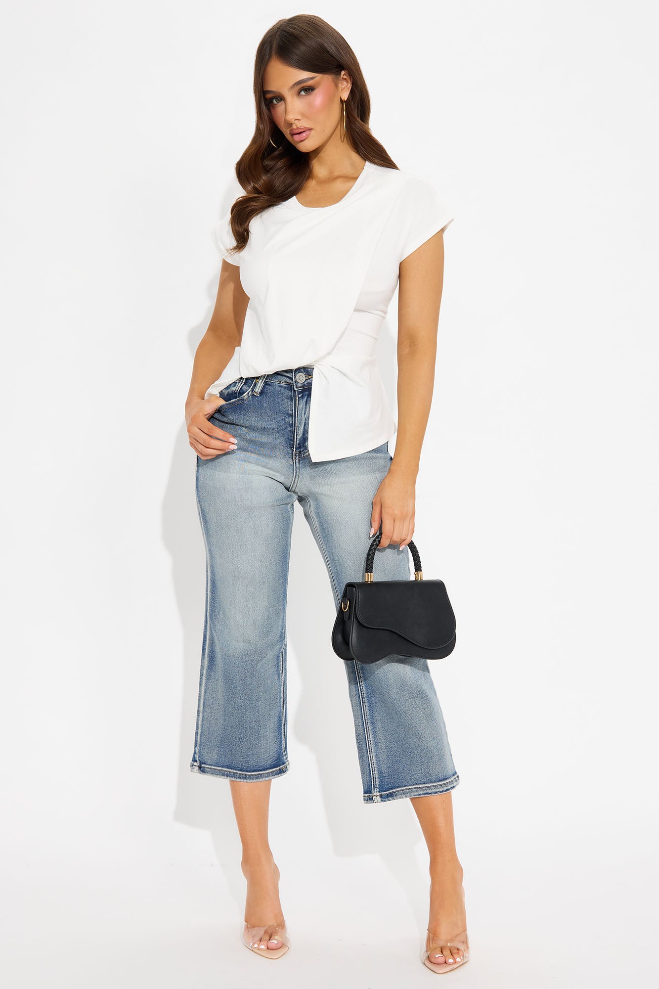 Mainstay Cropped Wide Leg Jeans - Vintage Wash