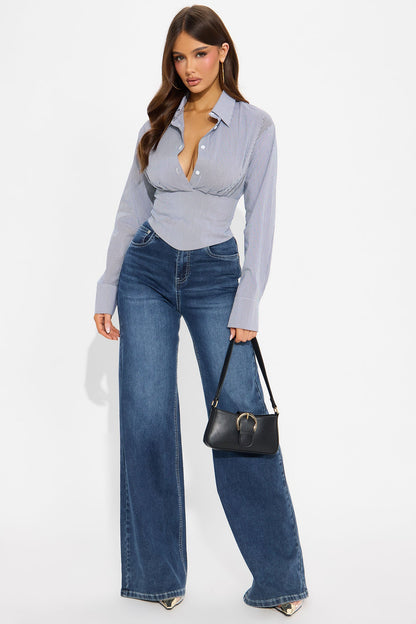 Harper Striped Poplin Shirt - Grey/combo