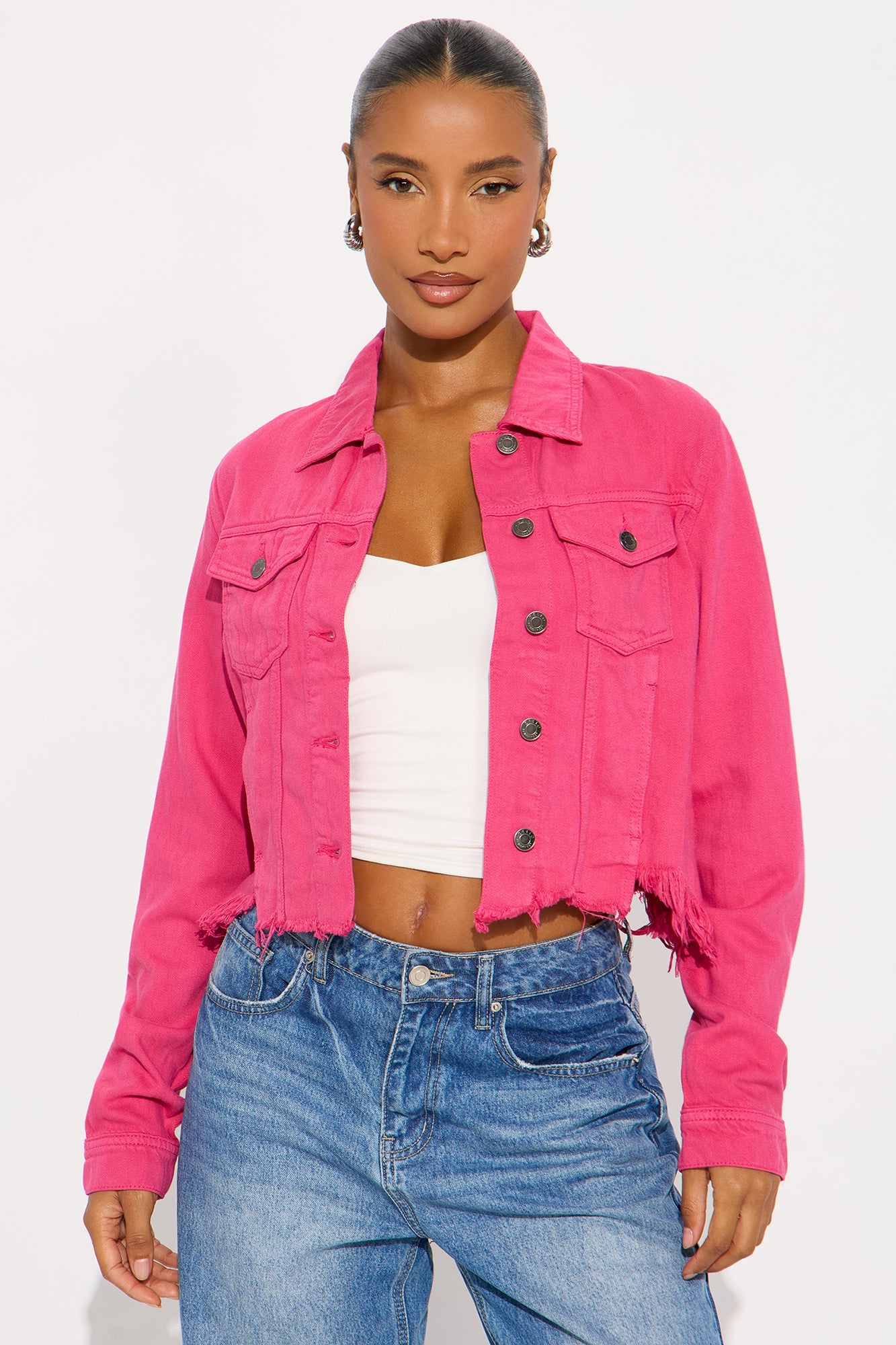 Malibu Doll Denim Jacket - Fuchsia
