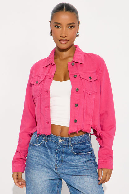 Malibu Doll Denim Jacket - Fuchsia