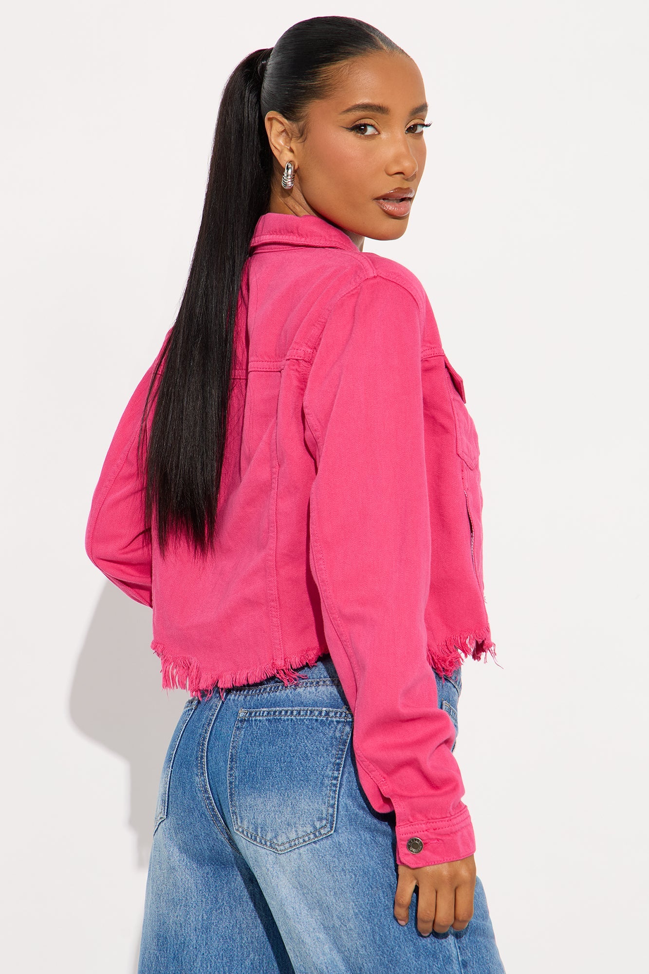 Malibu Doll Denim Jacket - Fuchsia