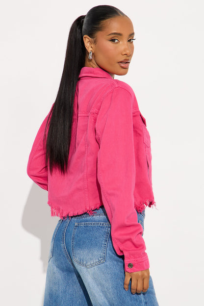 Malibu Doll Denim Jacket - Fuchsia
