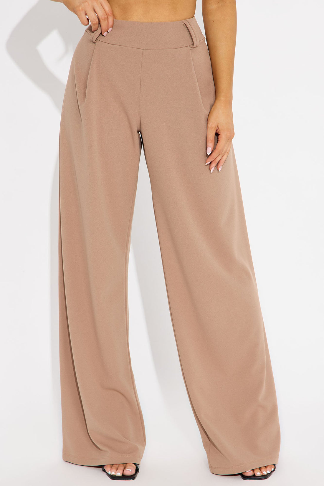 Late To The Meeting Wide Leg Trouser Pant - Mocha