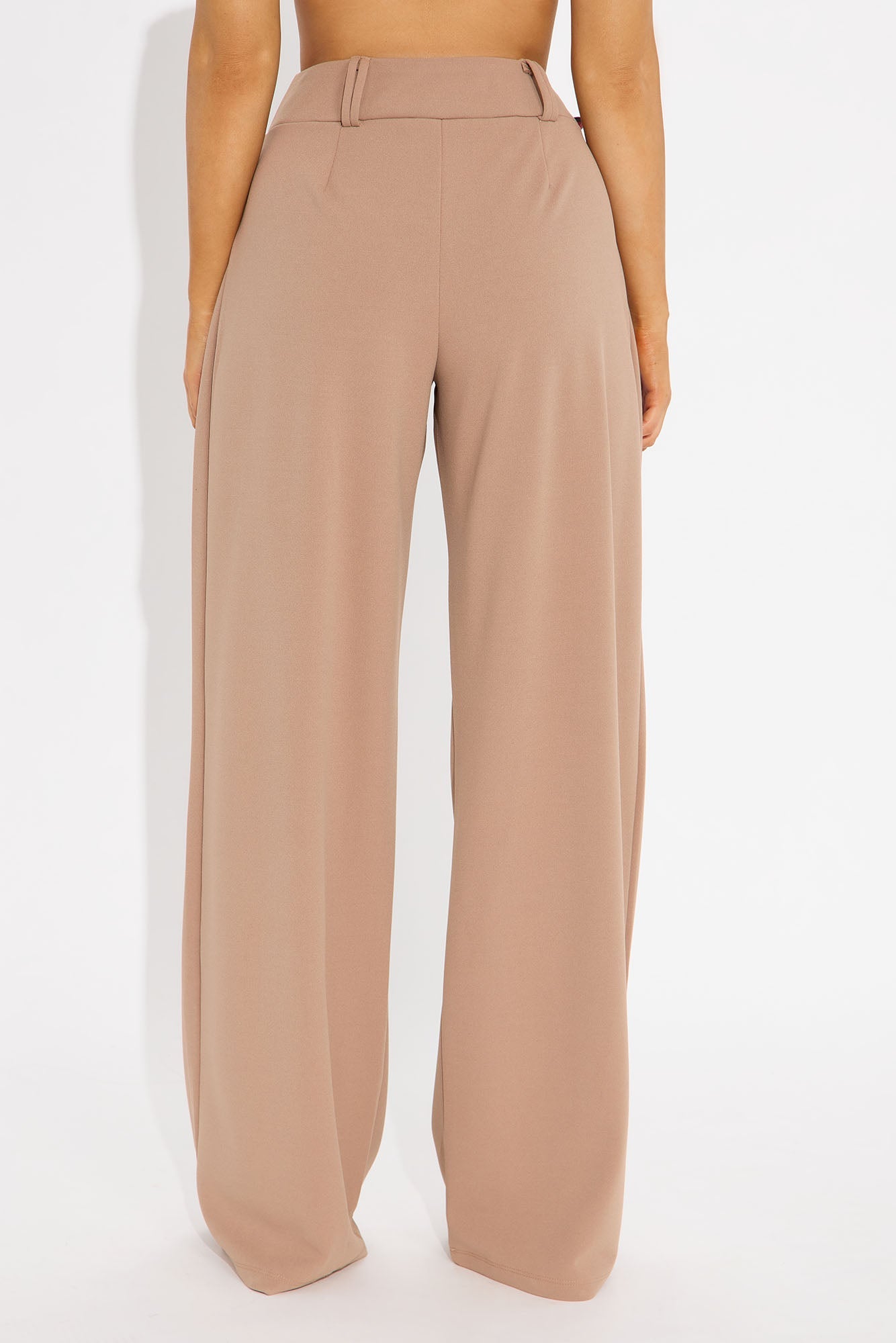 Late To The Meeting Wide Leg Trouser Pant - Mocha