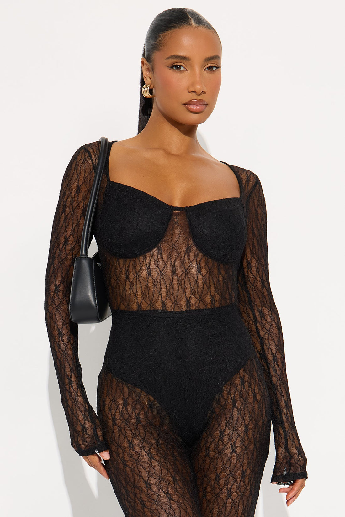 Scarlett Lace Flare Jumpsuit - Black