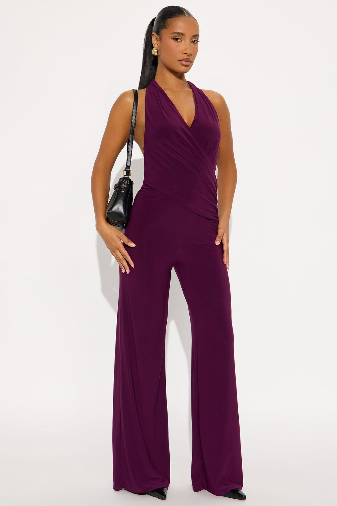Loren Halter Wide Leg Jumpsuit - Plum