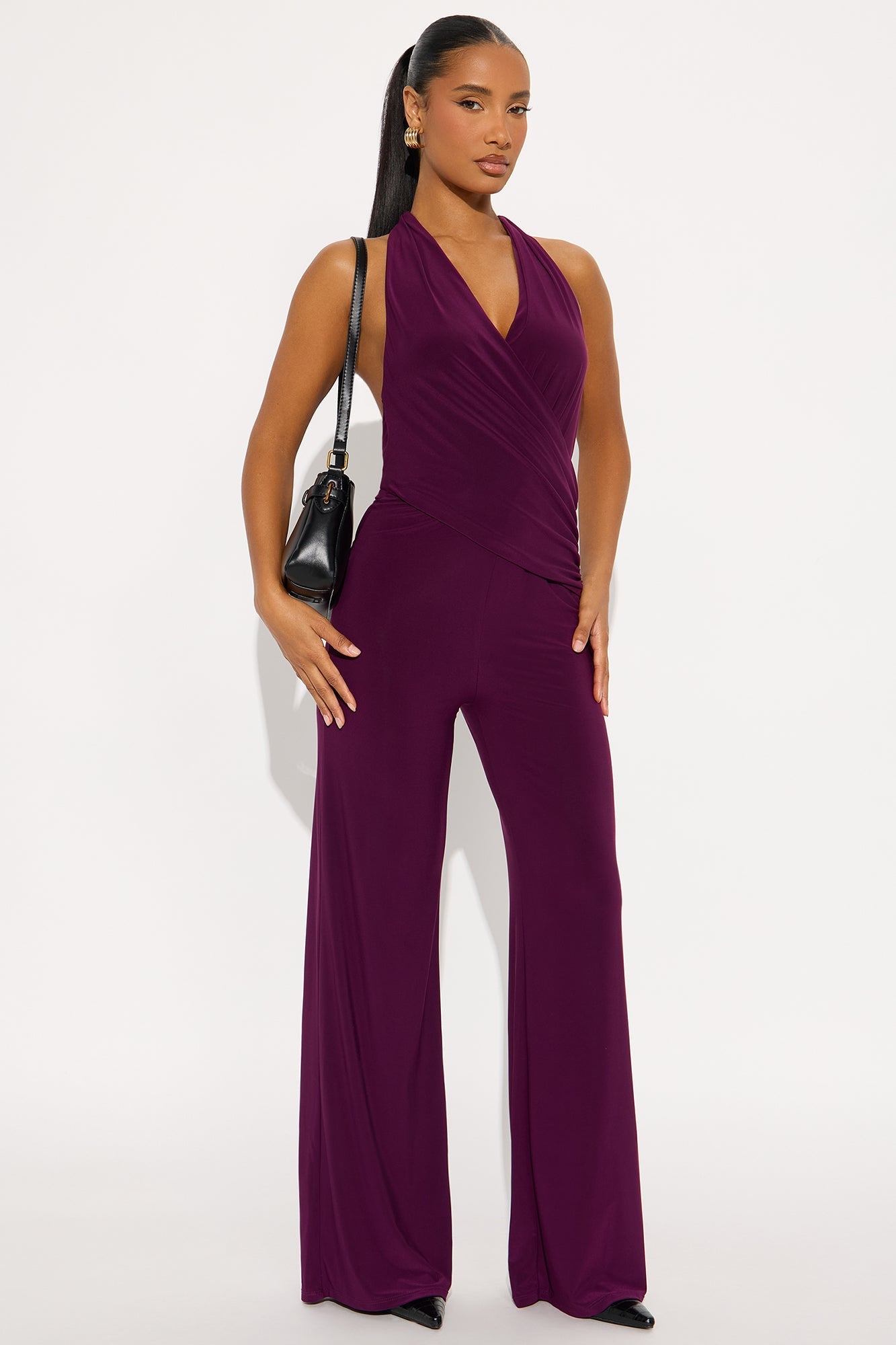 Loren Halter Wide Leg Jumpsuit - Plum