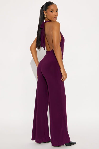 Loren Halter Wide Leg Jumpsuit - Plum