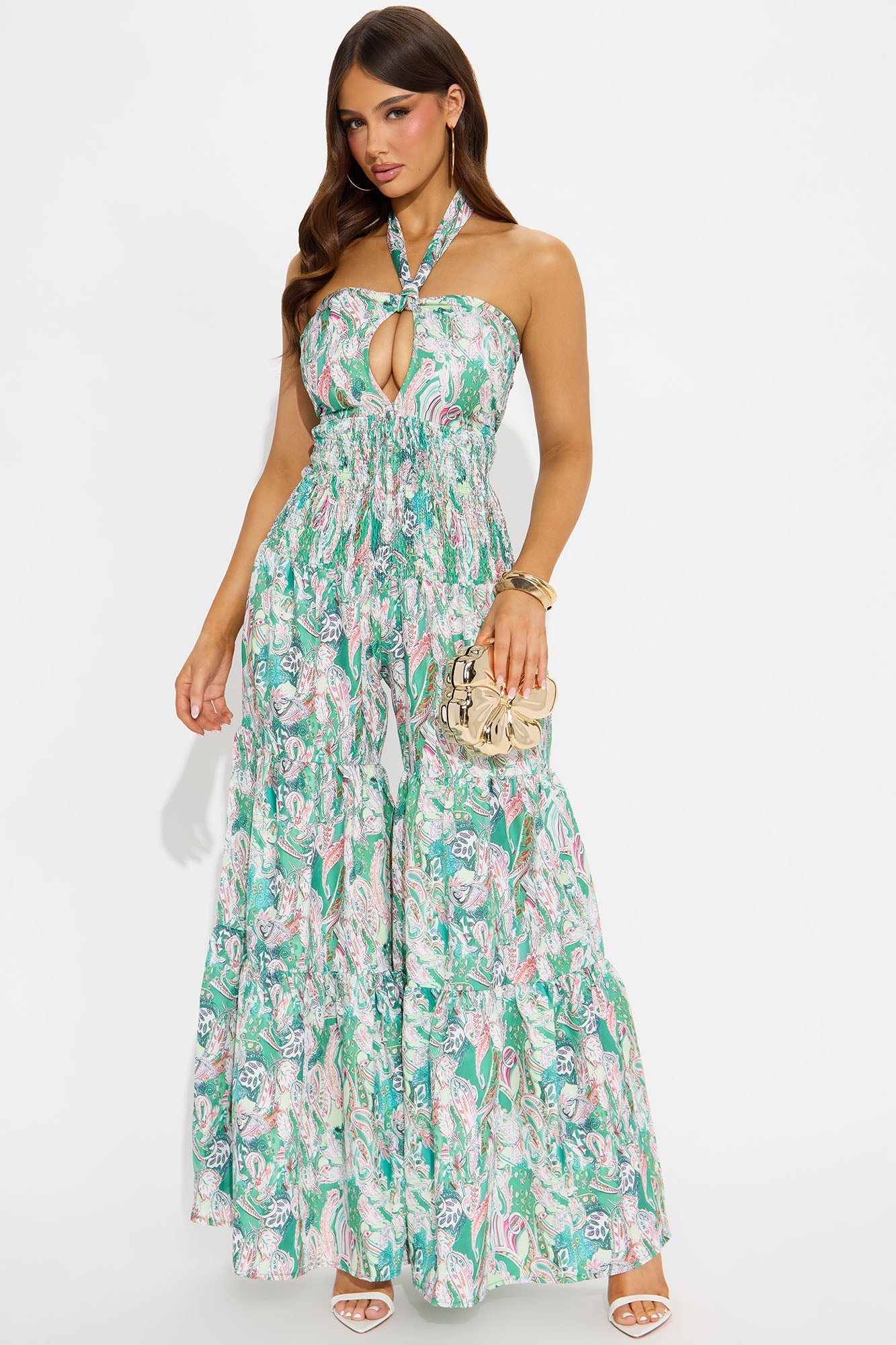 Forever Yours Halter Jumpsuit - Green/combo