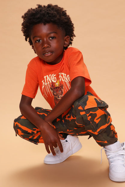 Mini Camo Game Strong Cargo Joggers - Orange/combo