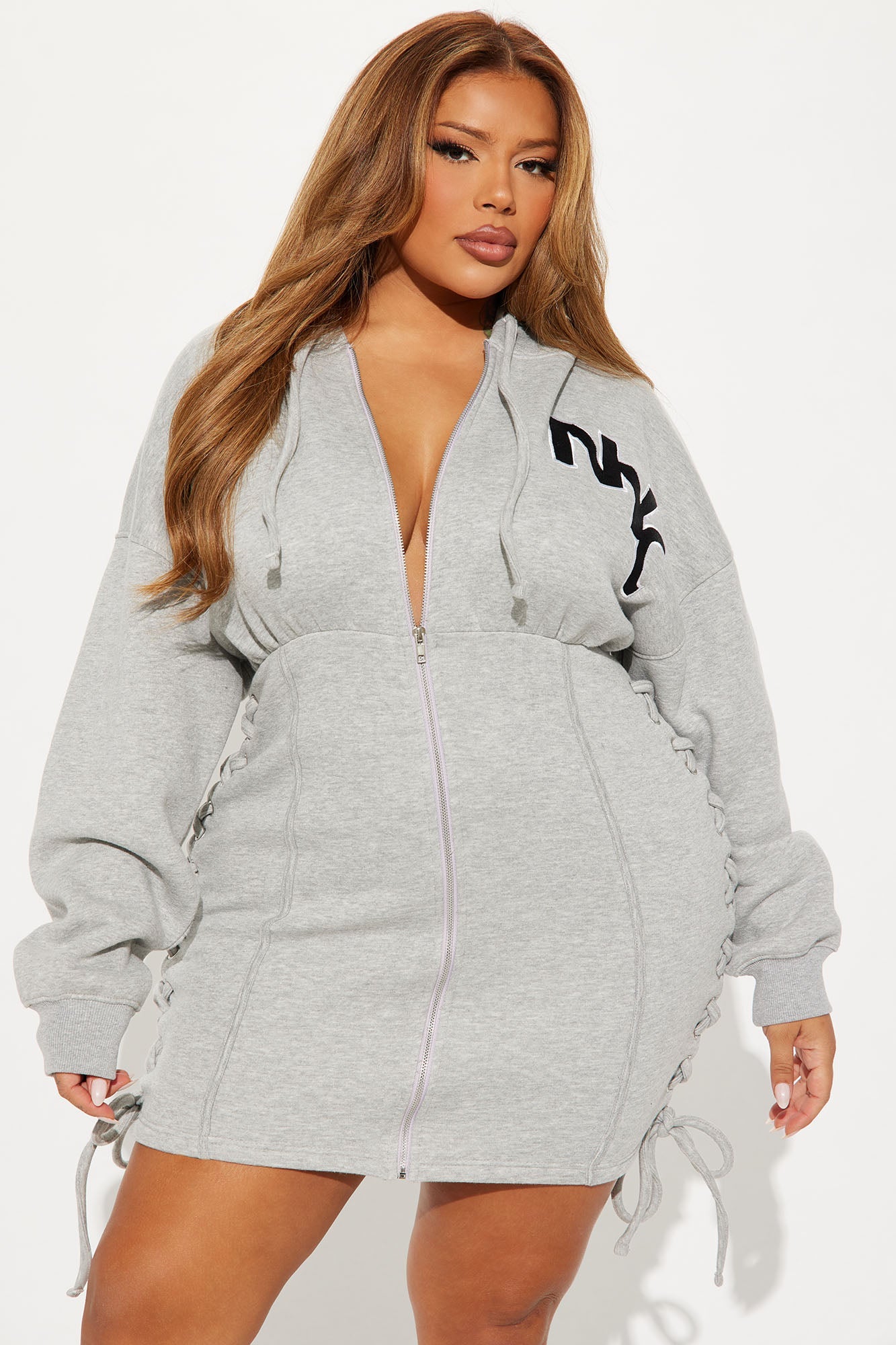 City Girls Up Hoodie Mini Dress - Heather Grey
