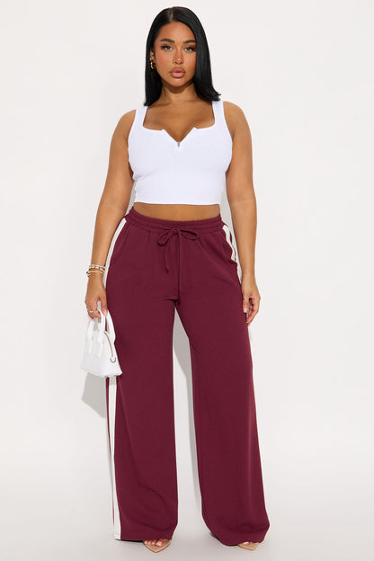 Point Of View Track Trouser Pant - Burgundy/combo