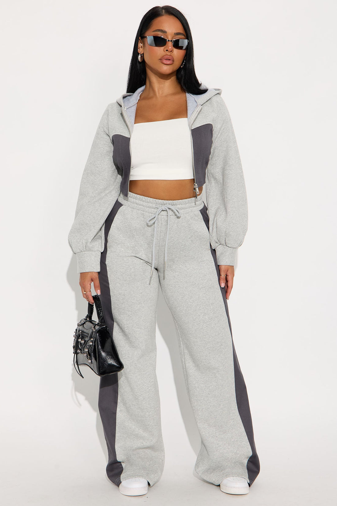Tatum Fleece Pant Set - Heather Grey
