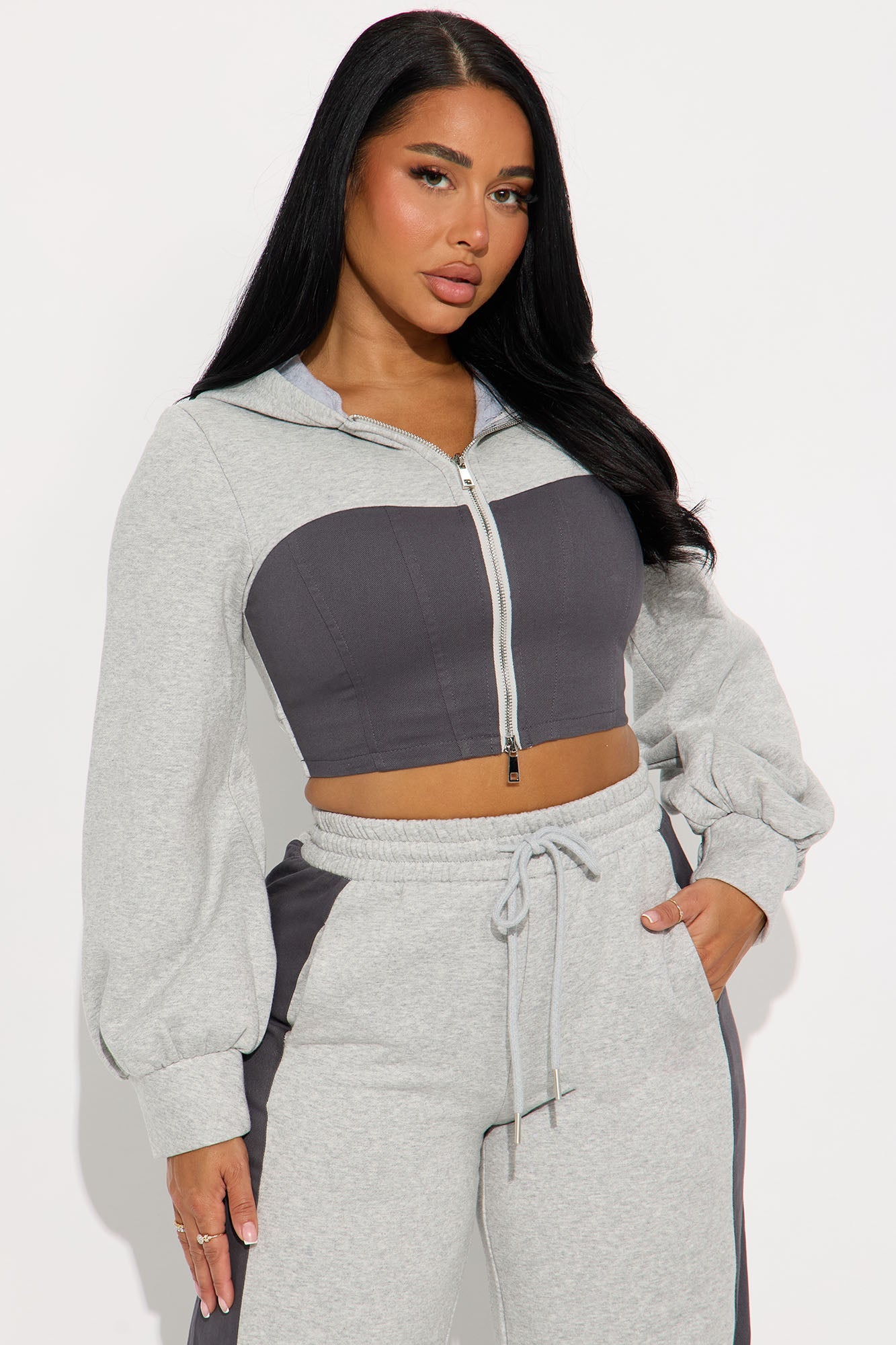 Tatum Fleece Pant Set - Heather Grey