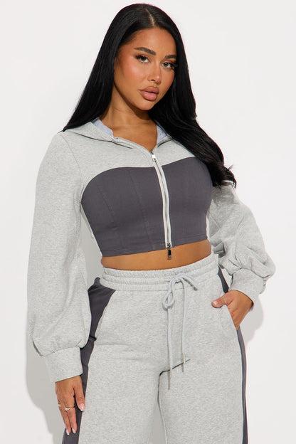 Tatum Fleece Pant Set - Heather Grey