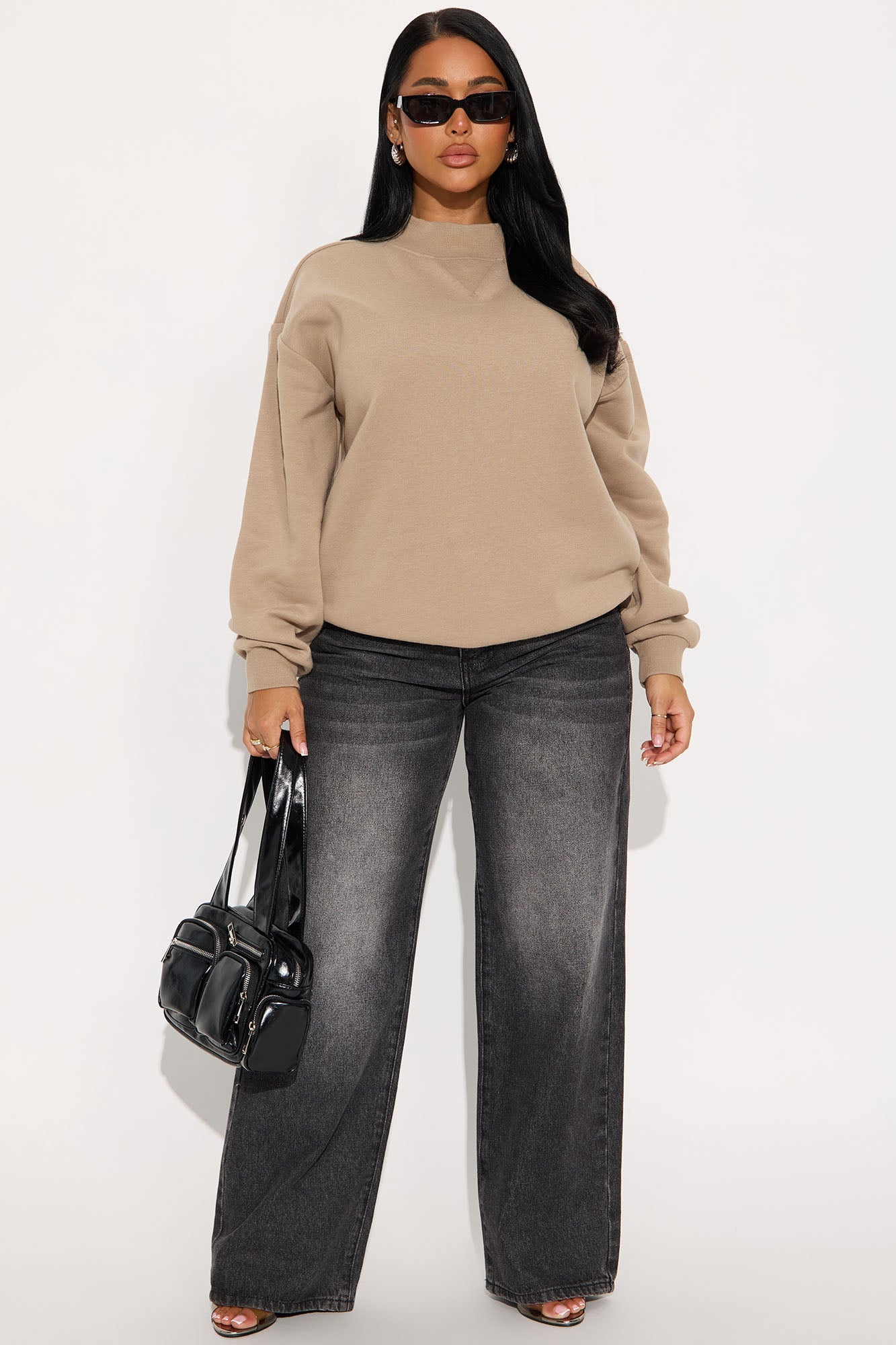The Classic Mock Neck Sweatshirt - Taupe