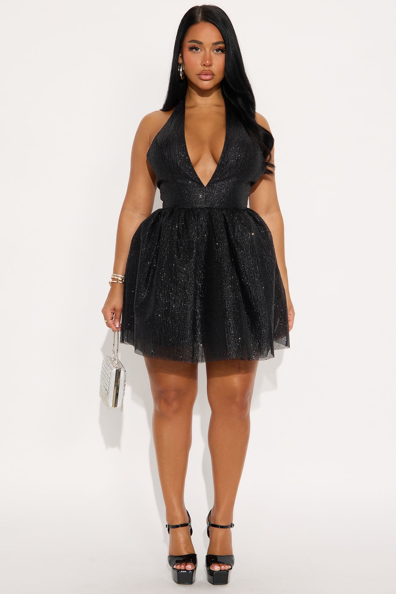 Glammed For The Night Sparkle Mini Dress - Black