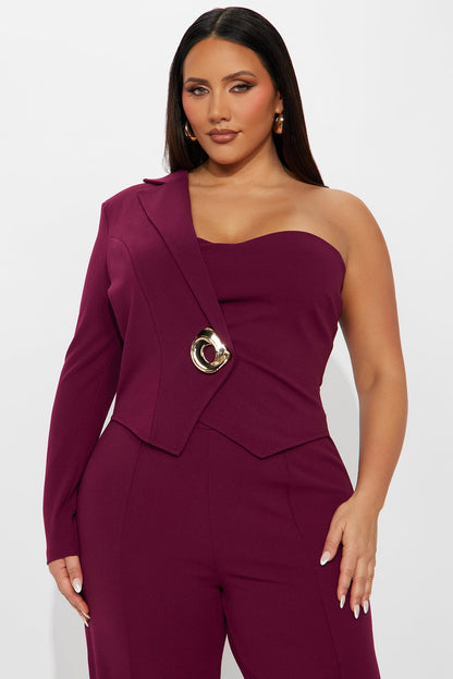 Selena One Shoulder Jumpsuit - Plum
