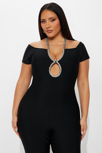 Sienna Bandage Off Shoulder Jumpsuit - Black