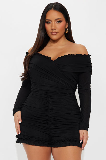 Jayla Off The Shoulder Romper - Black