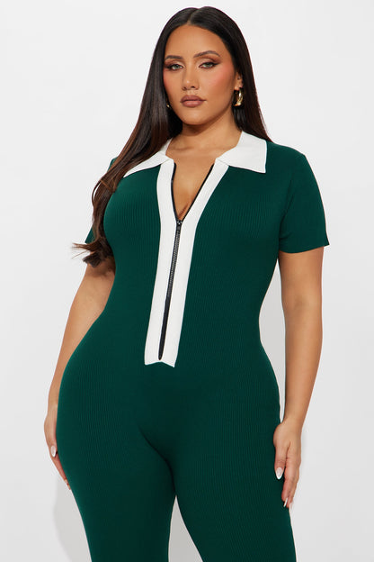 Upcoming Semester Knit Jumpsuit - Hunter