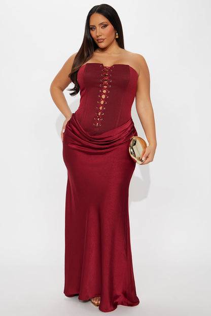 Girl Of Your Dreams Gown - Burgundy/combo
