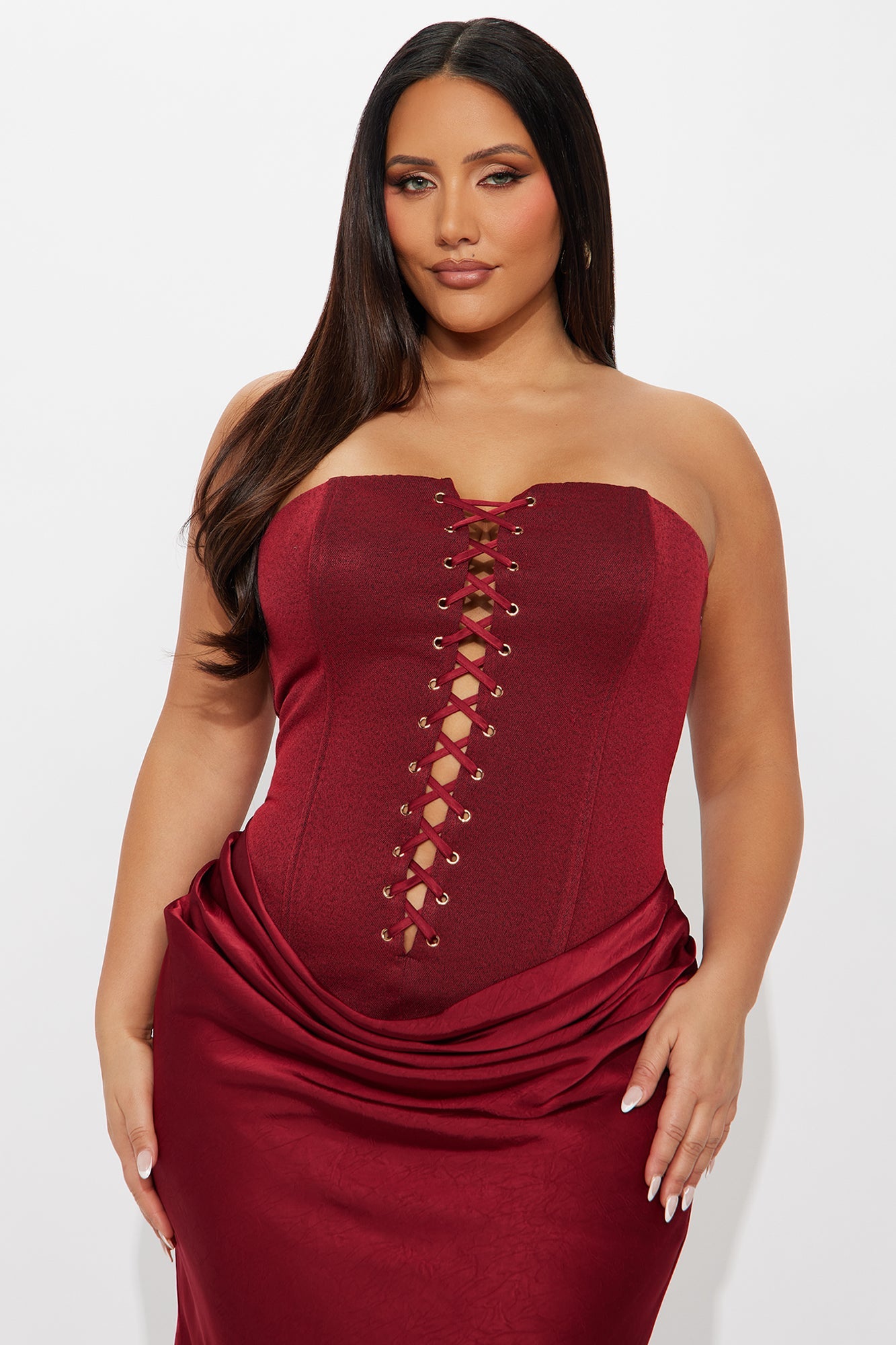 Girl Of Your Dreams Gown - Burgundy/combo